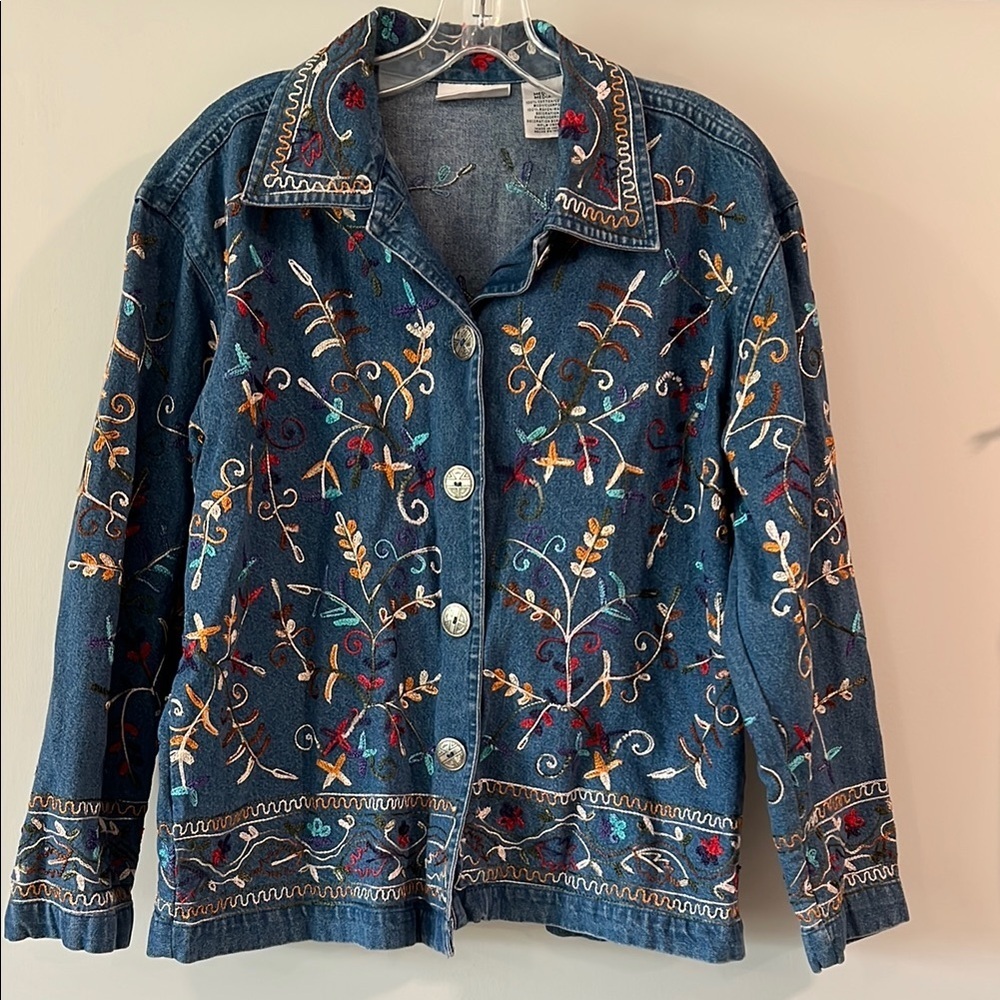 Units - Vintage, Embroidered‎ Denim Jacket, M, 100% cotton